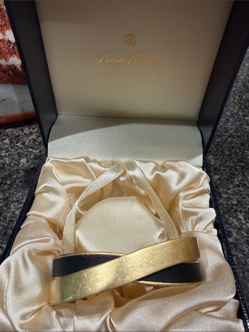 Brooks Brothers Gold and Black Crossover Bangle Bracelet